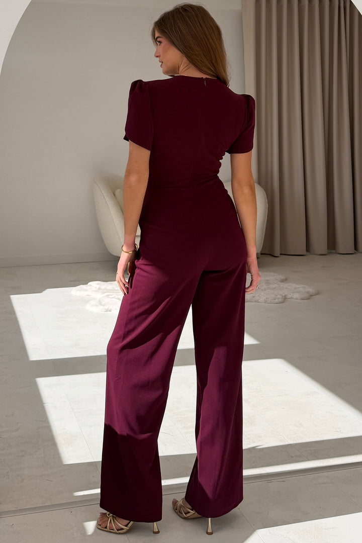 Trixie Buckle Wine Jumpsuit