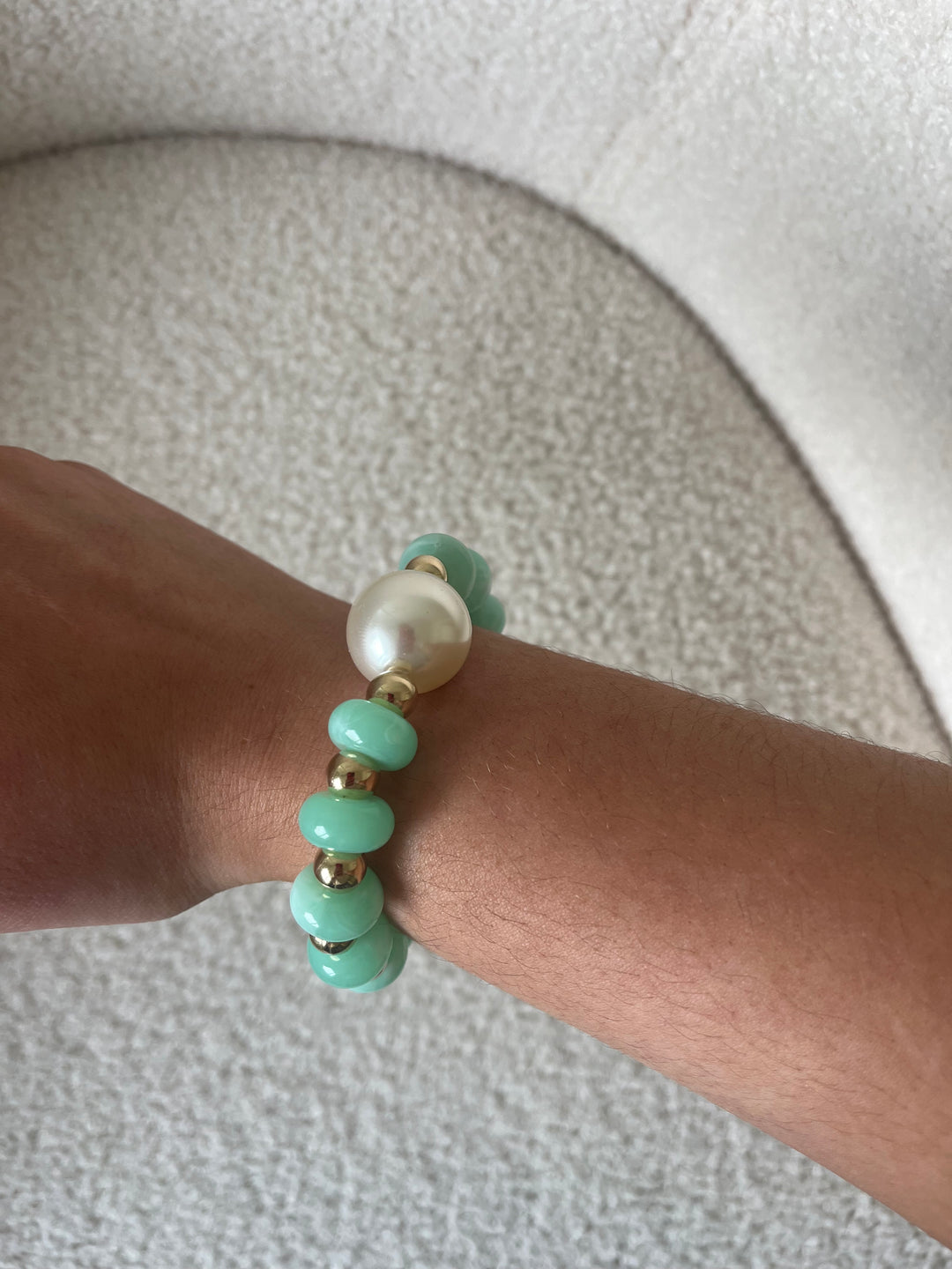 Mint &amp; Pearl Beaded Bracelet