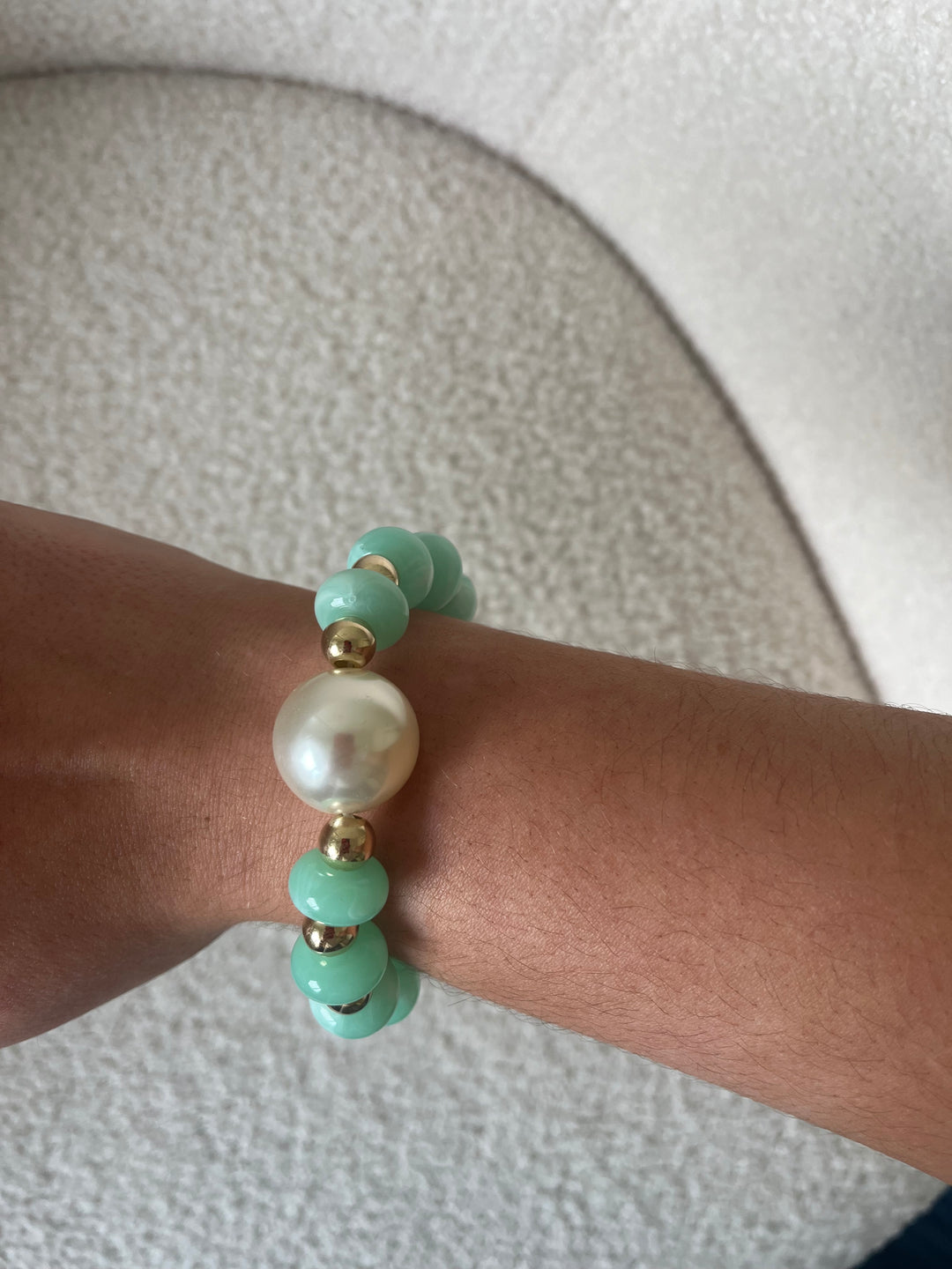 Mint &amp; Pearl Beaded Bracelet