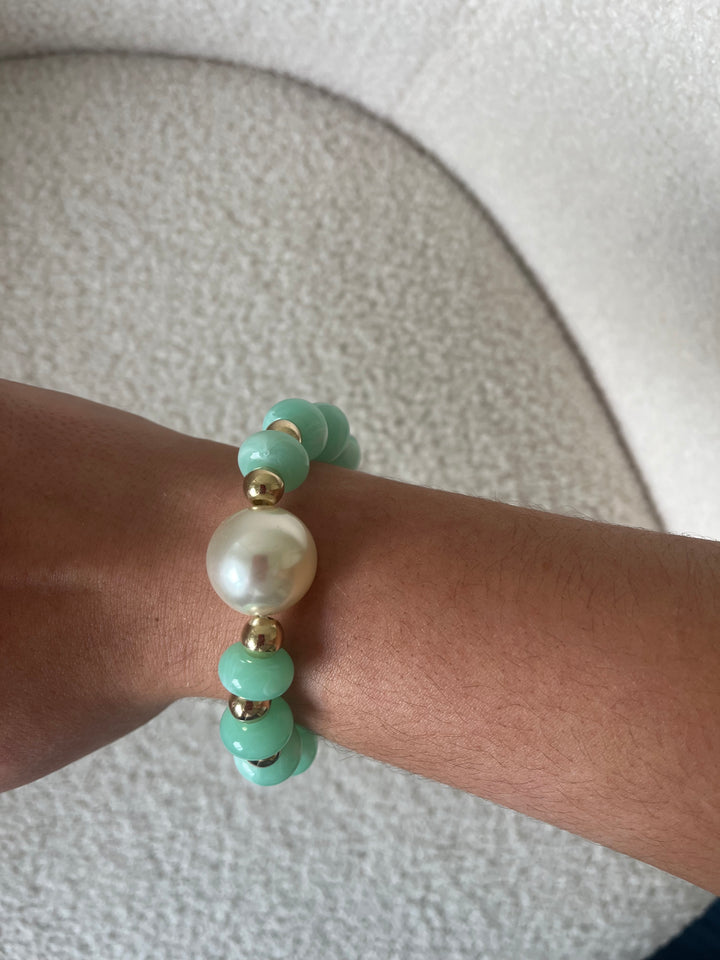 Mint &amp; Pearl Beaded Bracelet
