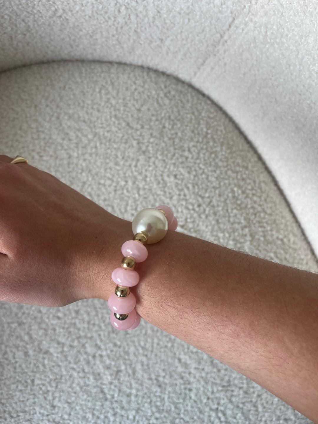 Baby Pink &amp; Pearl Beaded Bracelet
