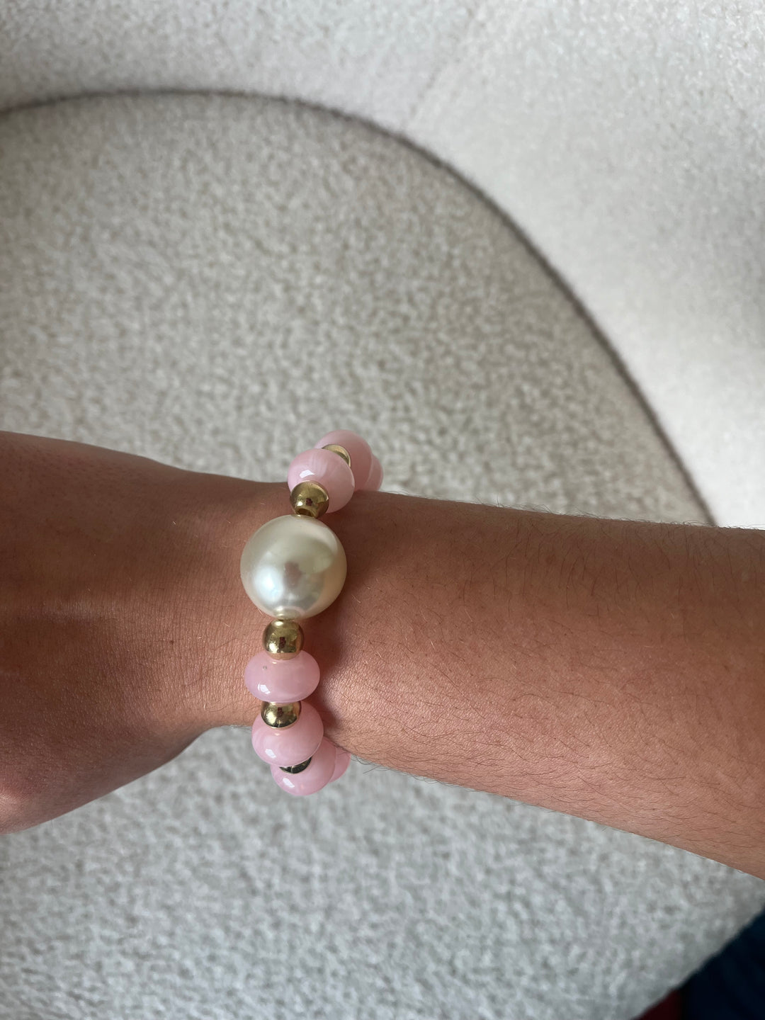 Baby Pink &amp; Pearl Beaded Bracelet