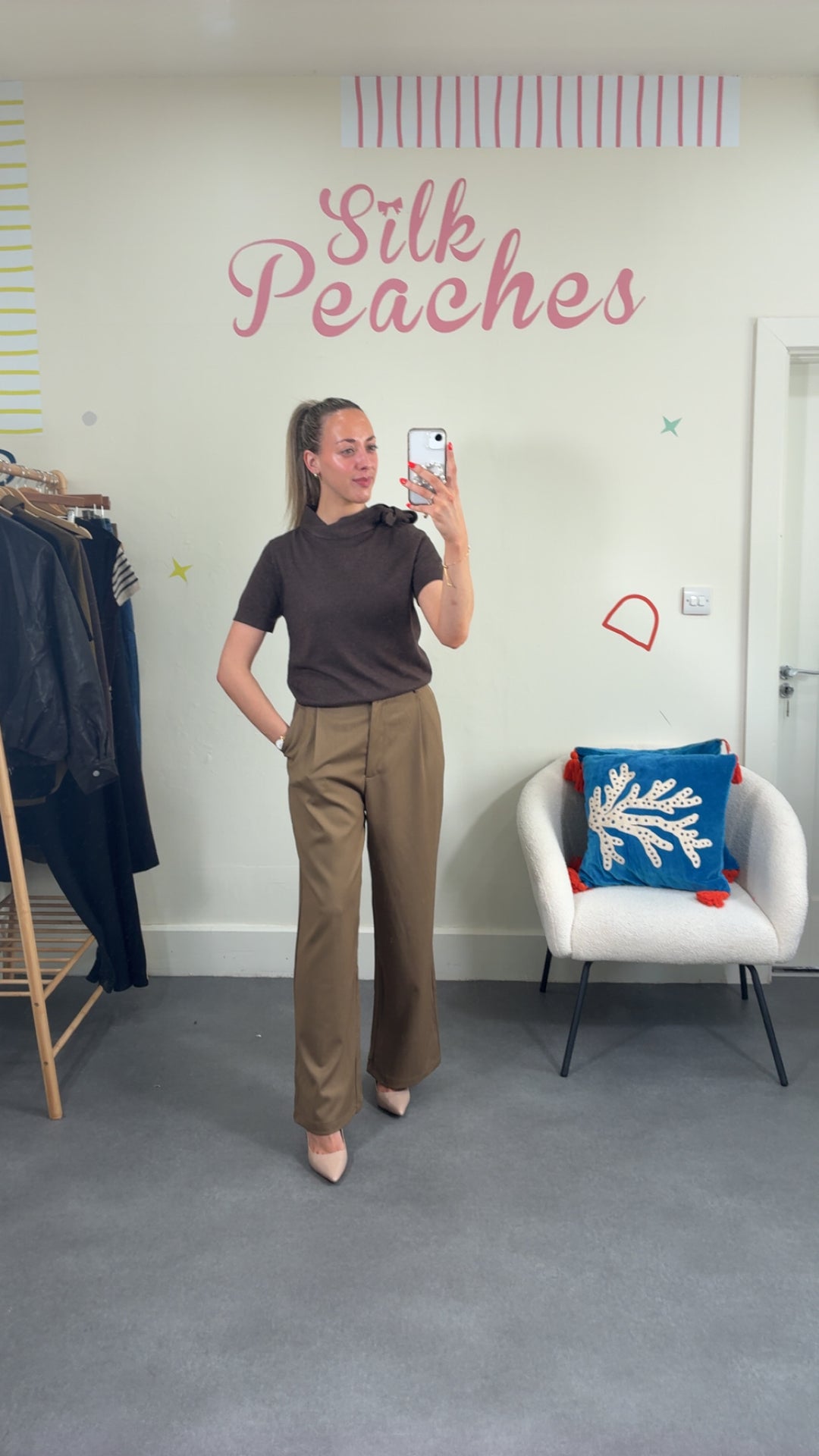 Fleane Brown Short Sleve Top