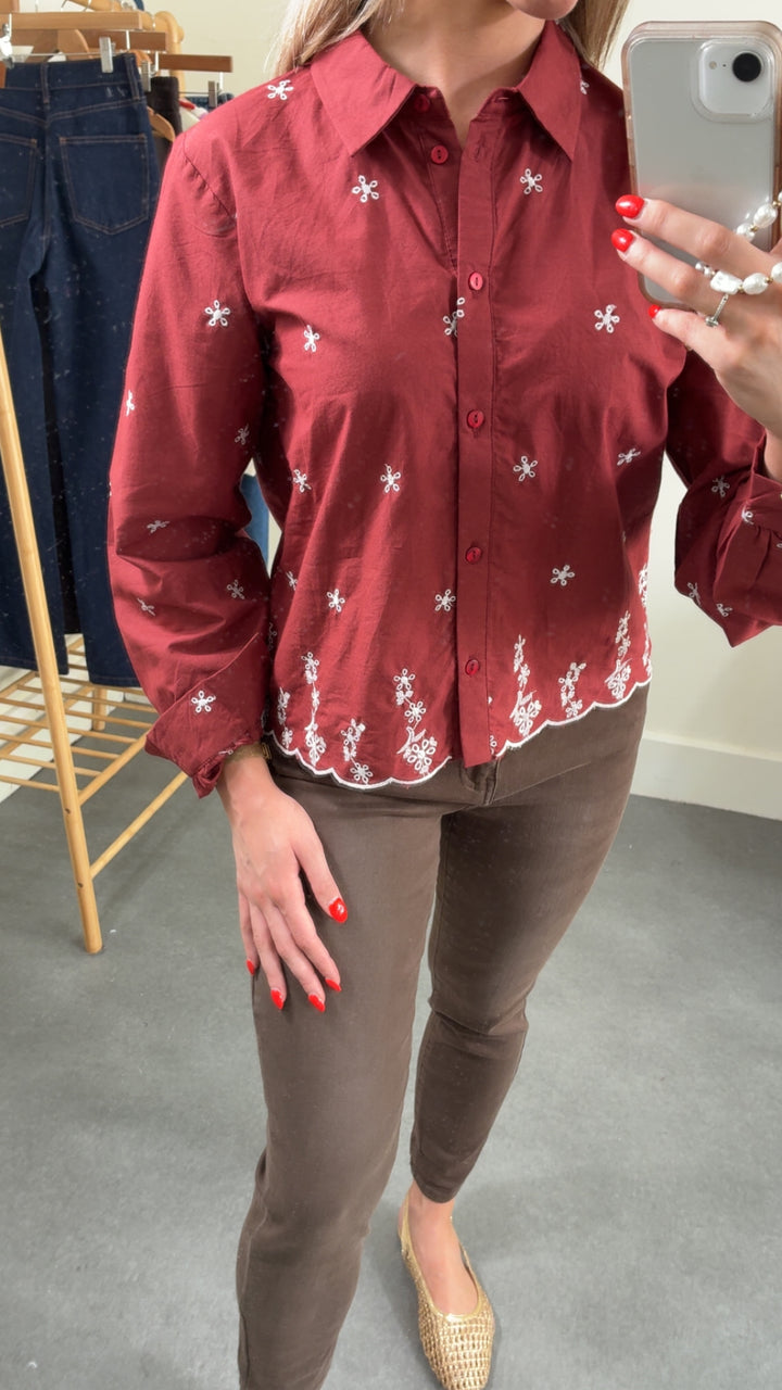 Burnt Orange White Flower Shirt
