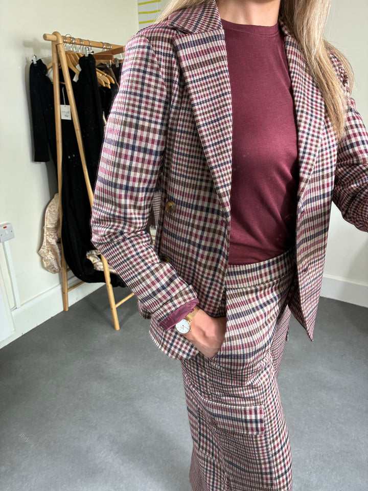 Kate Gingham Burgandy Trousers