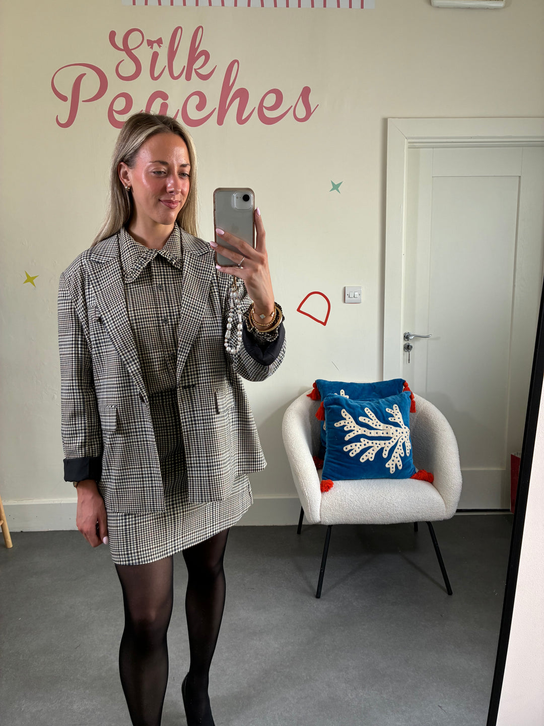 Birsen Checkered Blazer