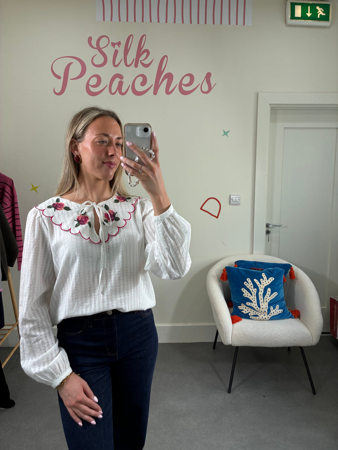 Nessie Scallop Collar Blouse White