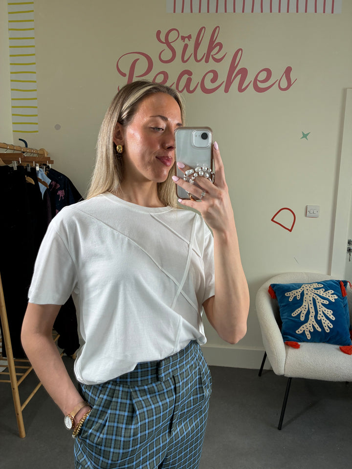 Amora White Stitch T