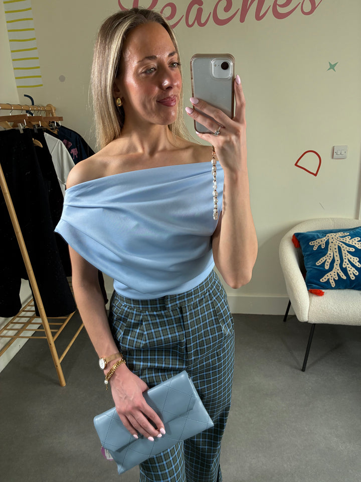 Donna Asymmetric Blue Top