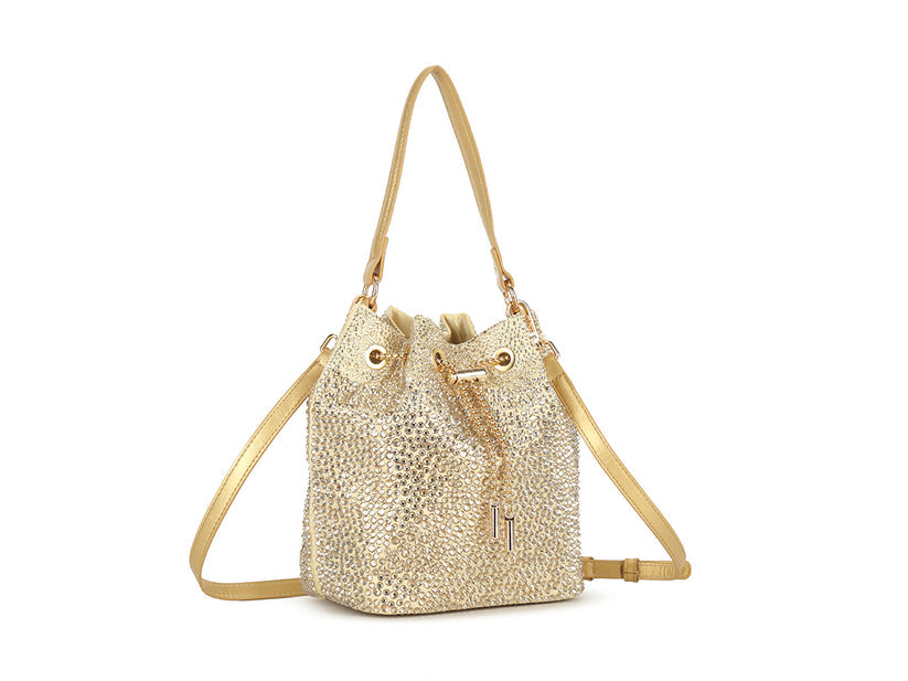 GOLD DIAMANTE BUCKET BAG