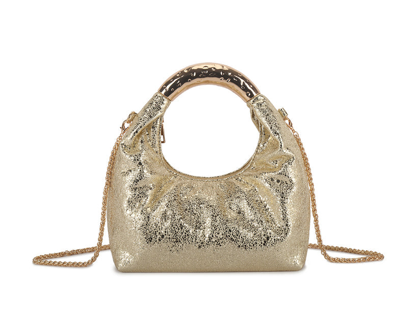Gold Metal Top Handle Bag