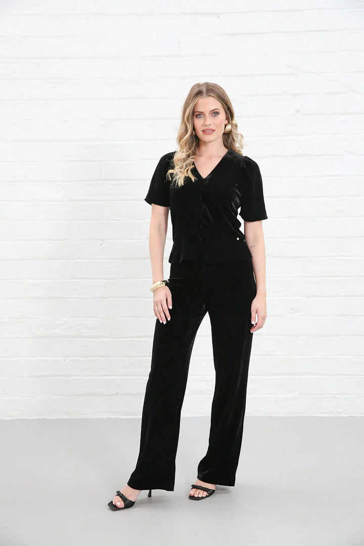 Matilda Black Velvet Top