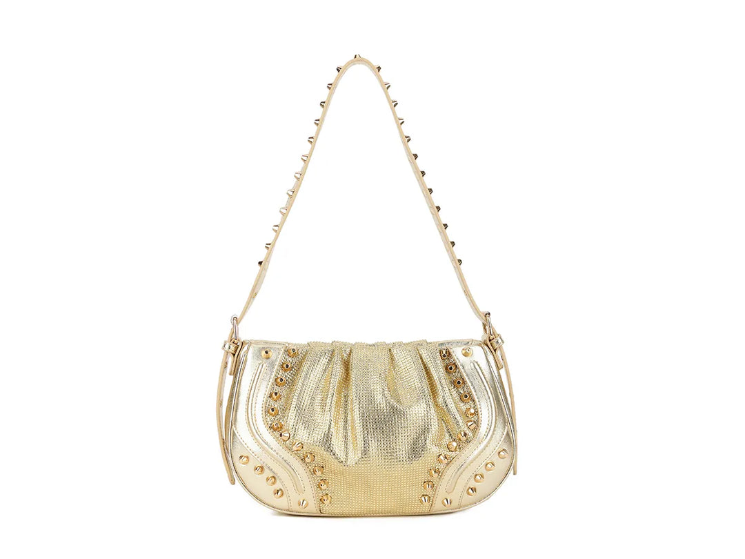 GOLD STUDDED SHOULDER BAG