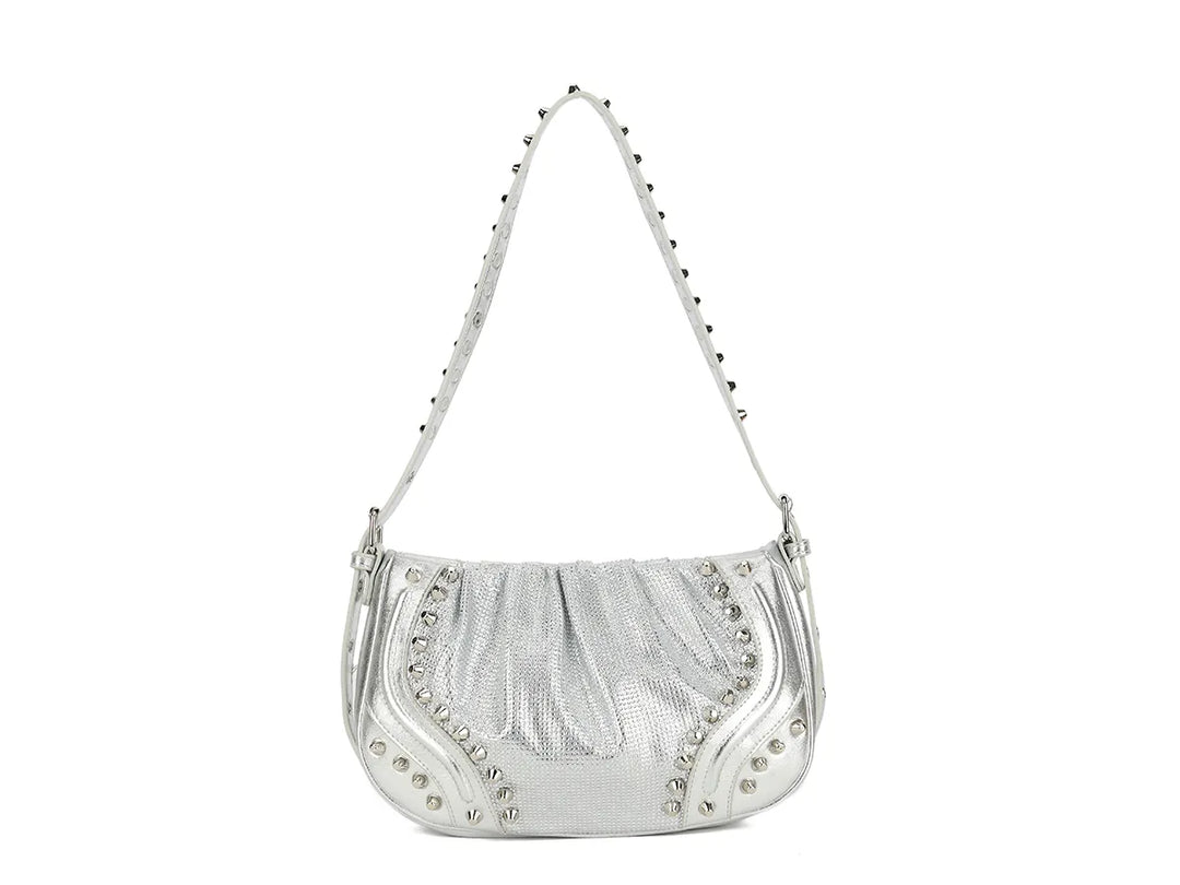 SILVER STUDDED SHOULDER BAG