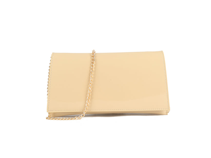 Nude Patent Clutch Bag