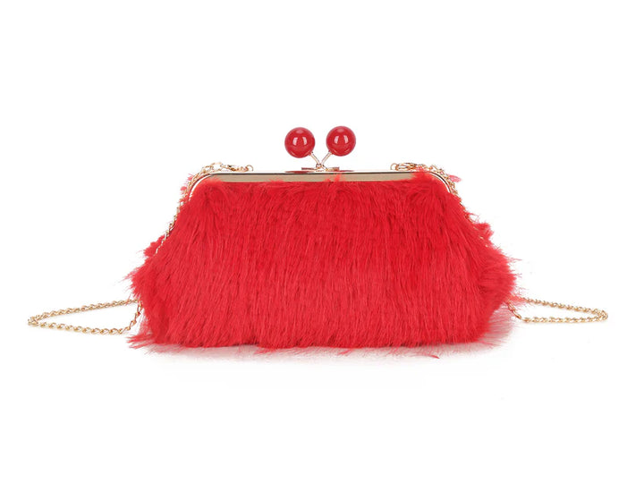 Red Fluffy Clutch