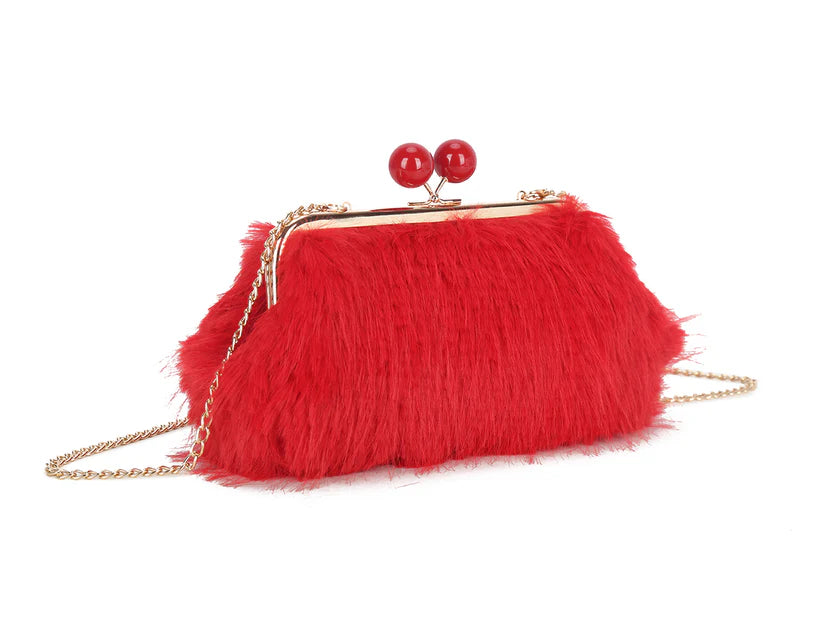Red Fluffy Clutch