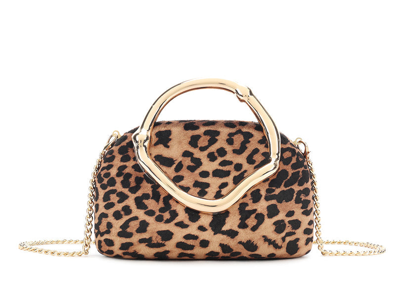 Leopard Print Gold Handle Bag