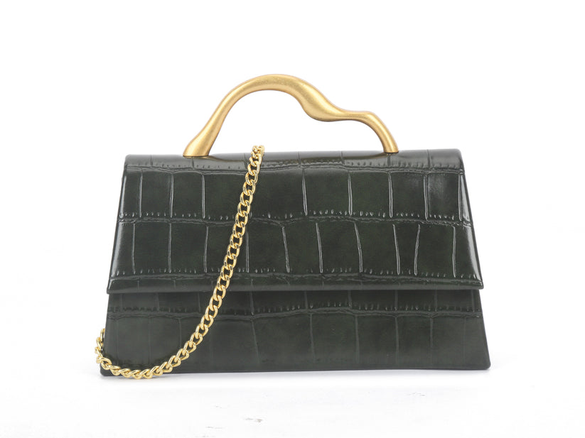 Khaki Gold Crocodile Bag