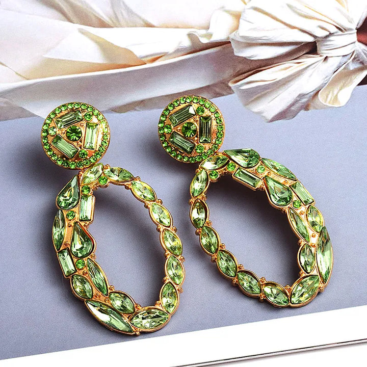 Green Oval Drop Earring