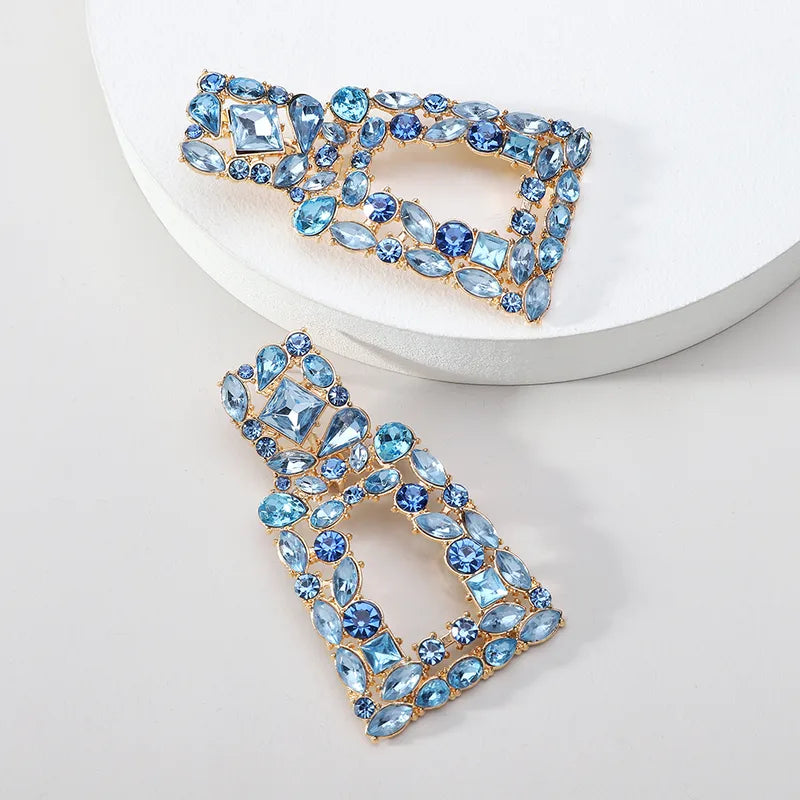 Mixed Blue Square Earring