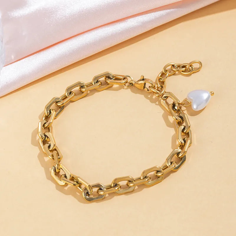 Gold Chain Pearl Bracelet