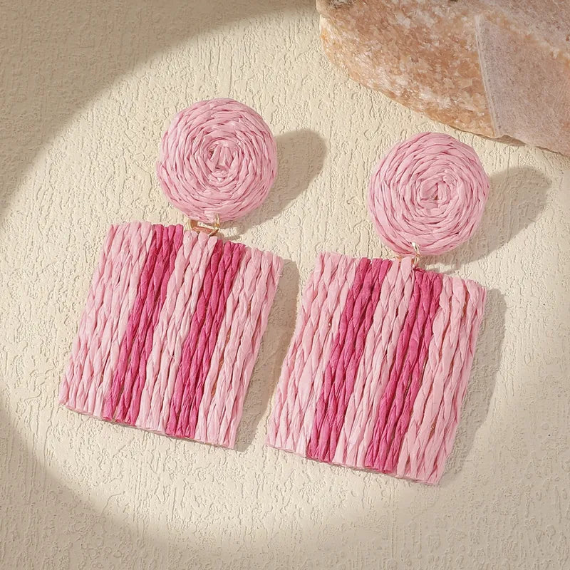 Pink Square Earring