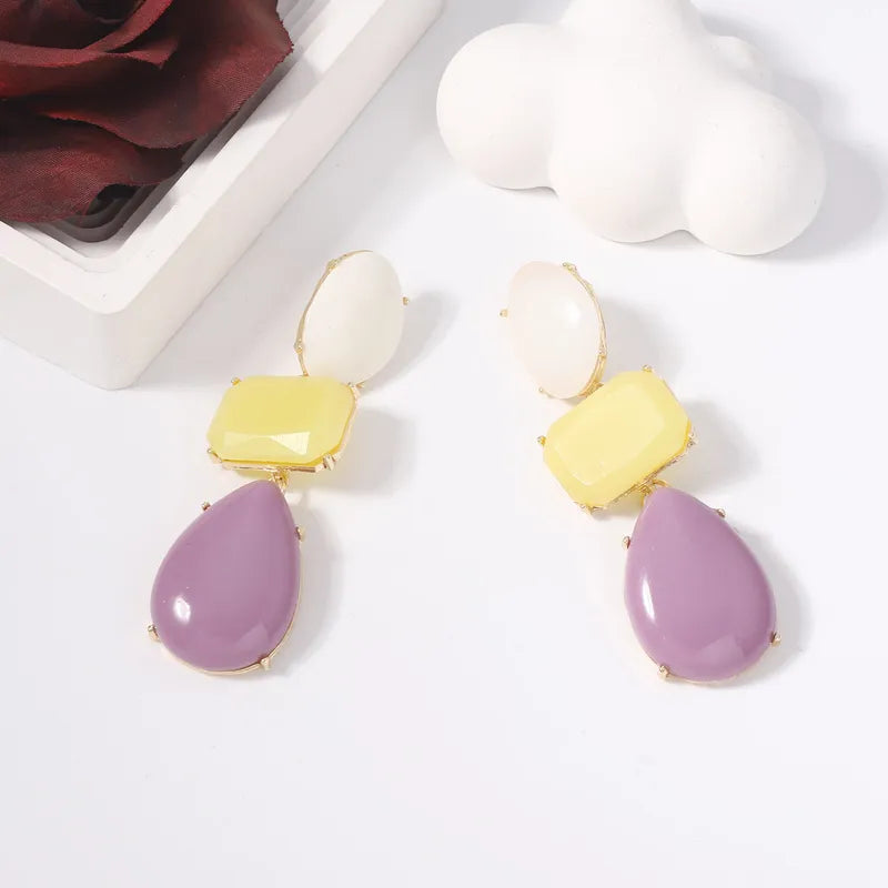 Purple &amp; Yellow Droplet Earring