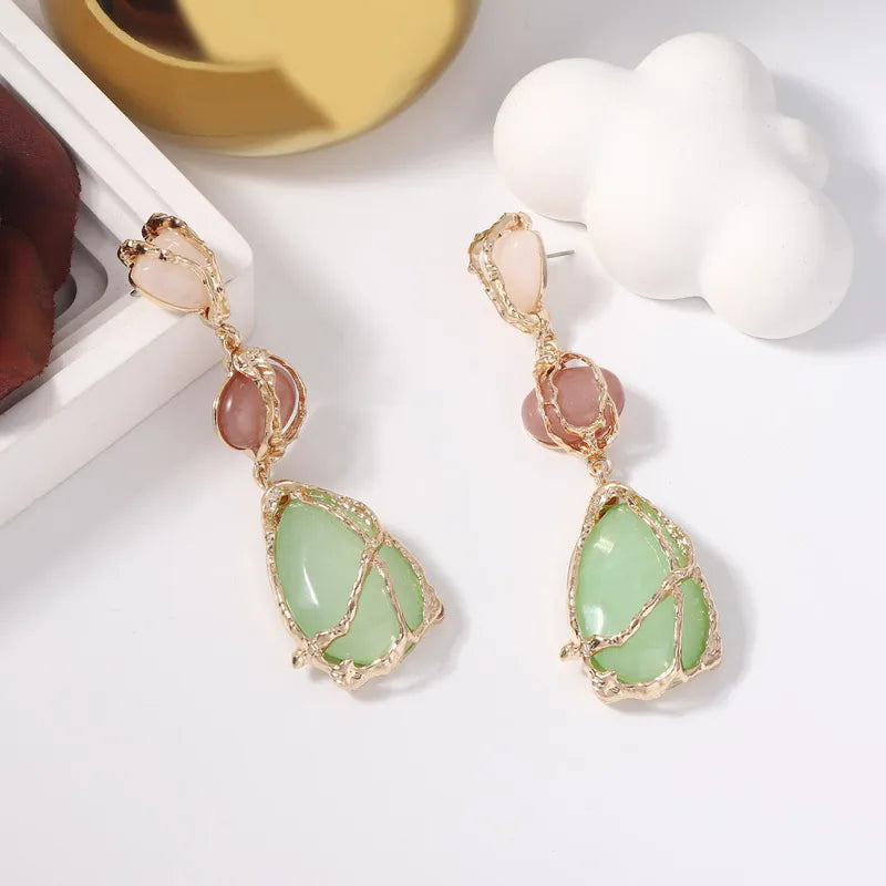 Green &amp; Purple Gold Earring