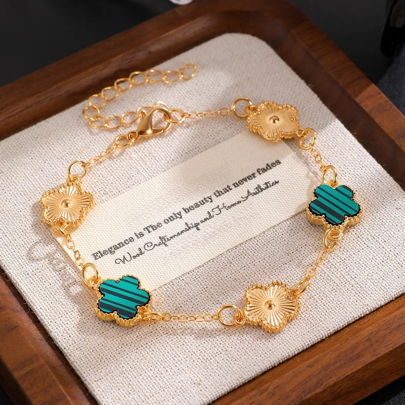 Green &amp; Gold Clover Bracelet
