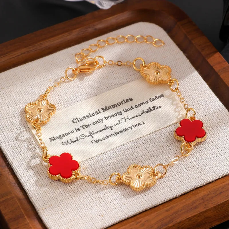 Red &amp; Gold Clover Bracelet