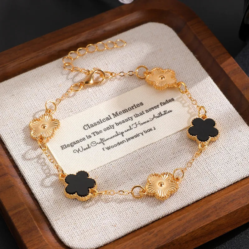 Black &amp; Gold Clover Bracelet