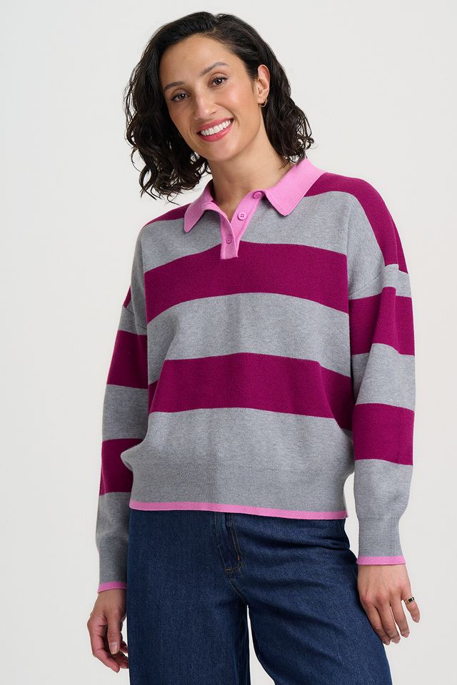 Lana Henley Pink Jumper