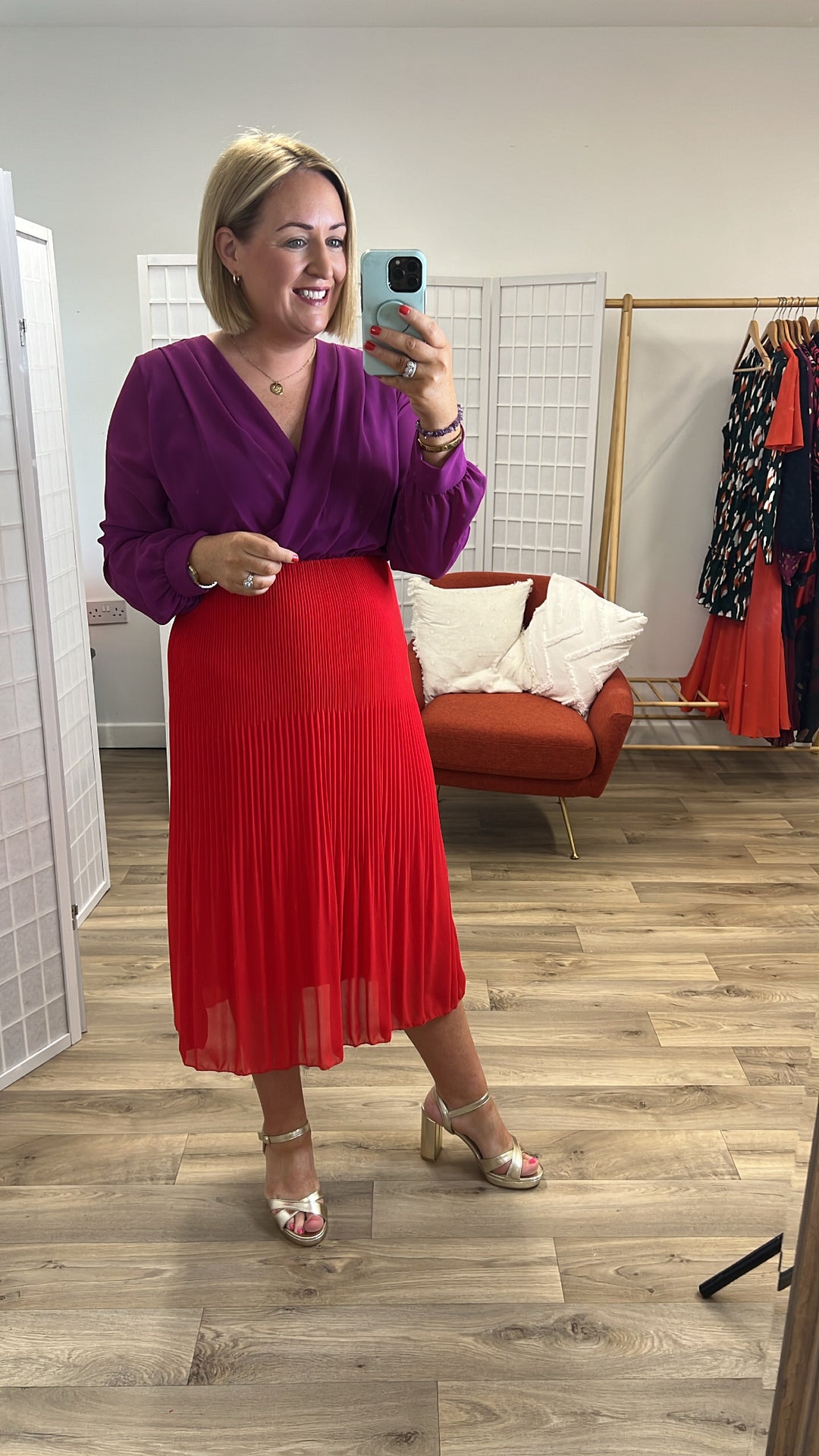 UNA TWO TONE PURPLE AND RED DRESS