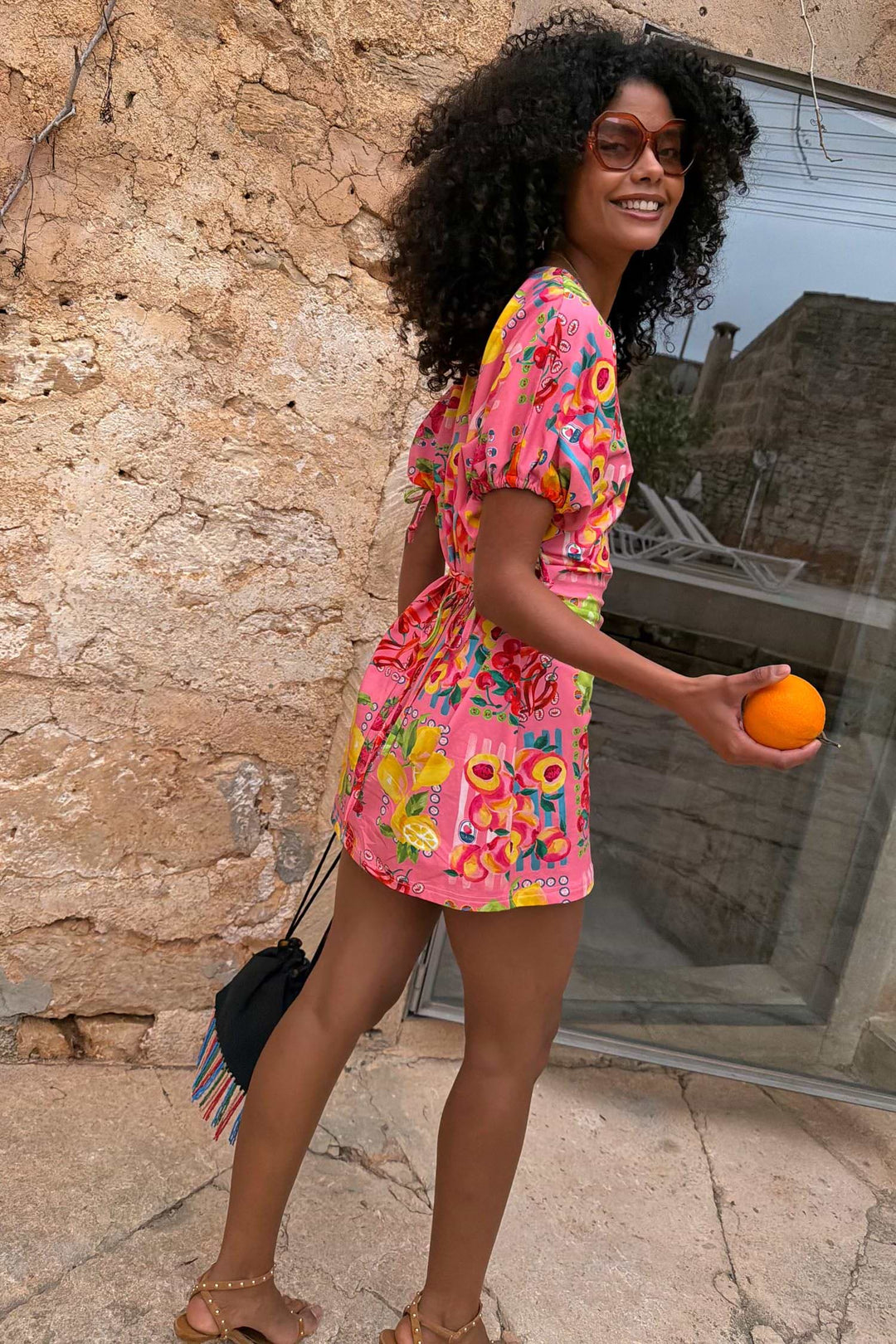 Pink Fruit Stamps Dress