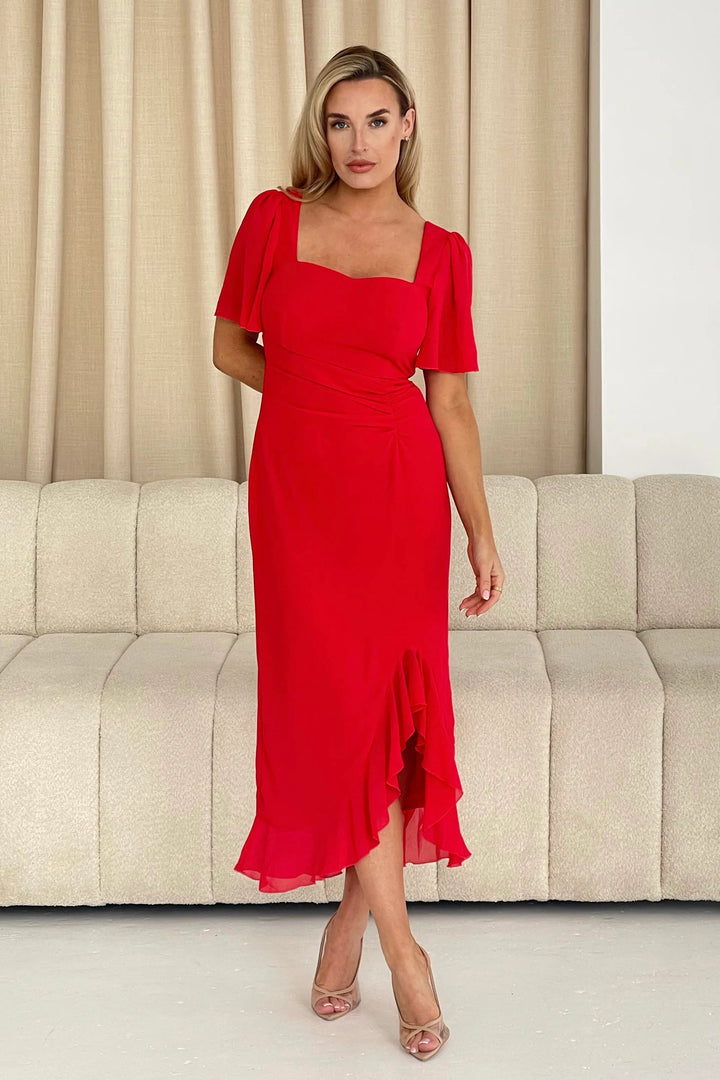 HEIDI RUCHED RED DRESS