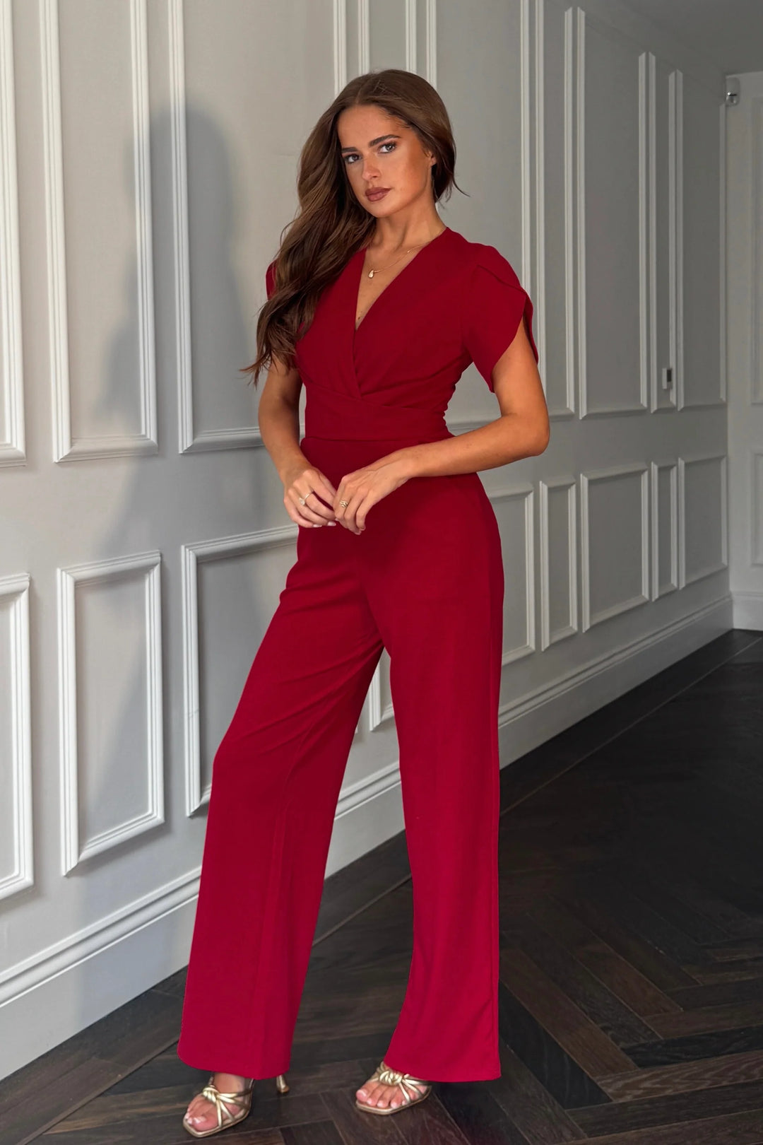 BRIDGET TWIST FRONT JUMPSUIT WINE