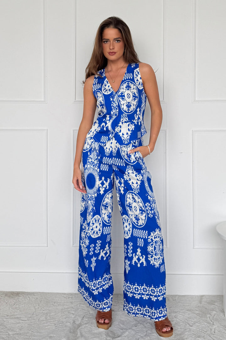 CARA COBALT VISCOSE TROUSER