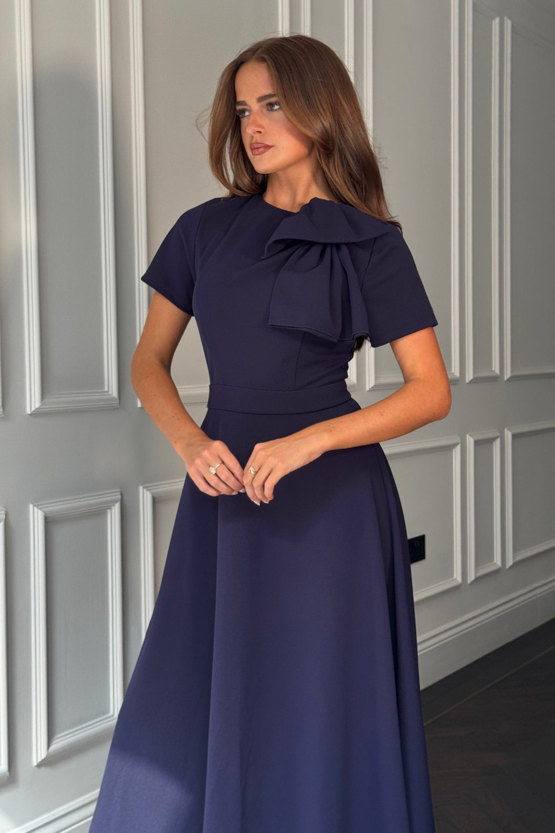 MINTA BOW DRESS NAVY