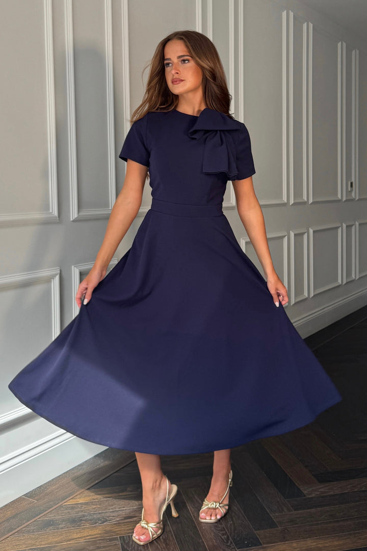 MINTA BOW DRESS NAVY