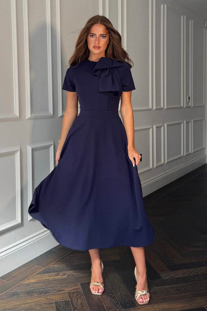 MINTA BOW DRESS NAVY