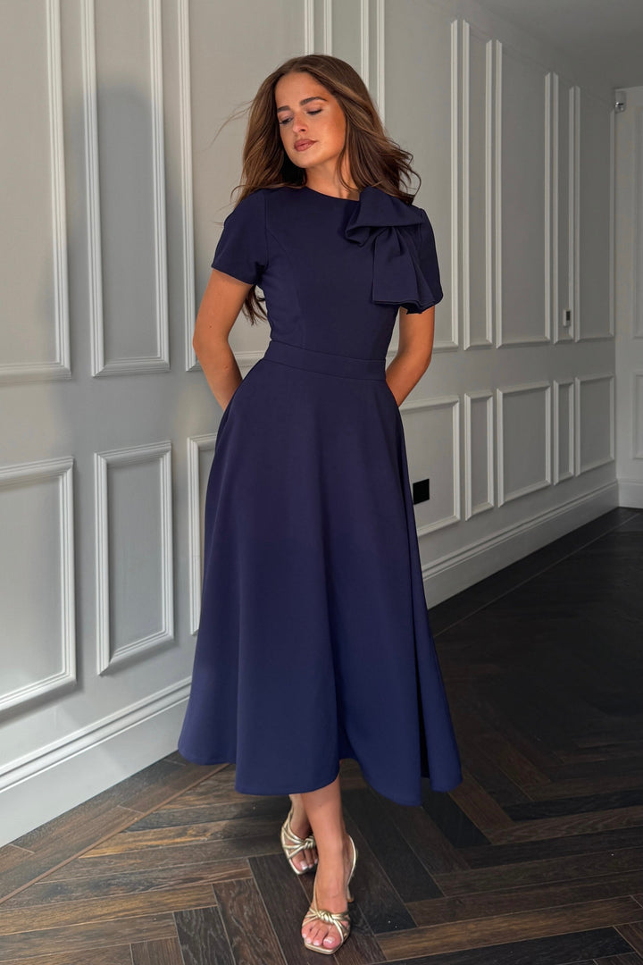 MINTA BOW DRESS NAVY