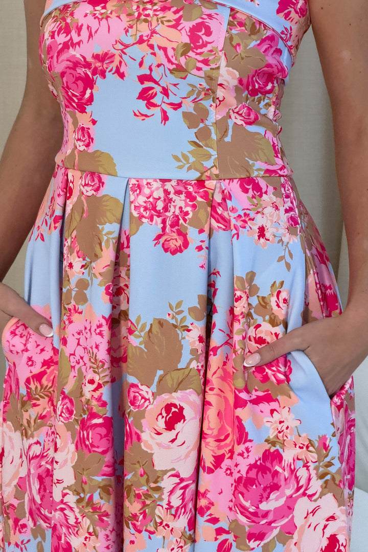 Danni Strapless Bandeau Floral Dress