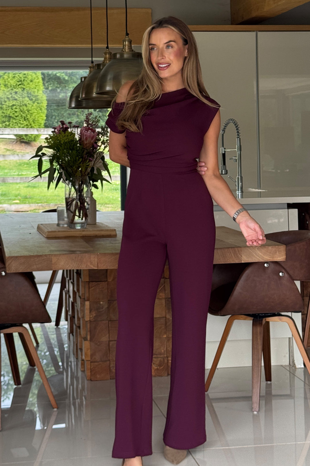 DONNA ASYMMETRIC JUMPSUIT PLUM