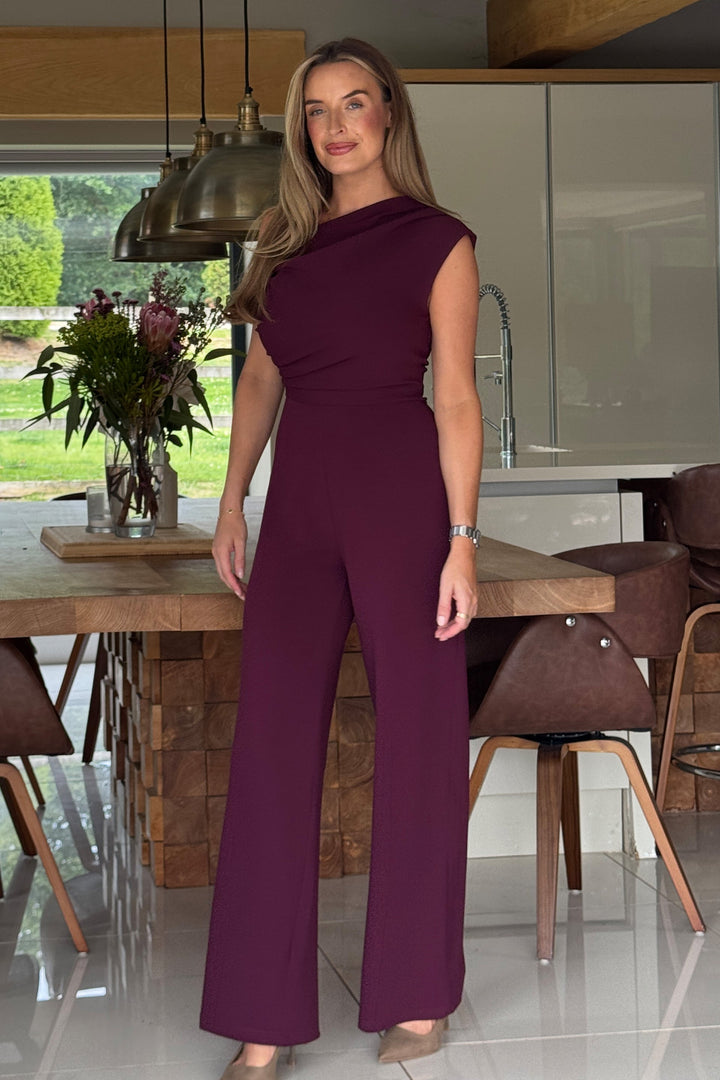 DONNA ASYMMETRIC JUMPSUIT PLUM