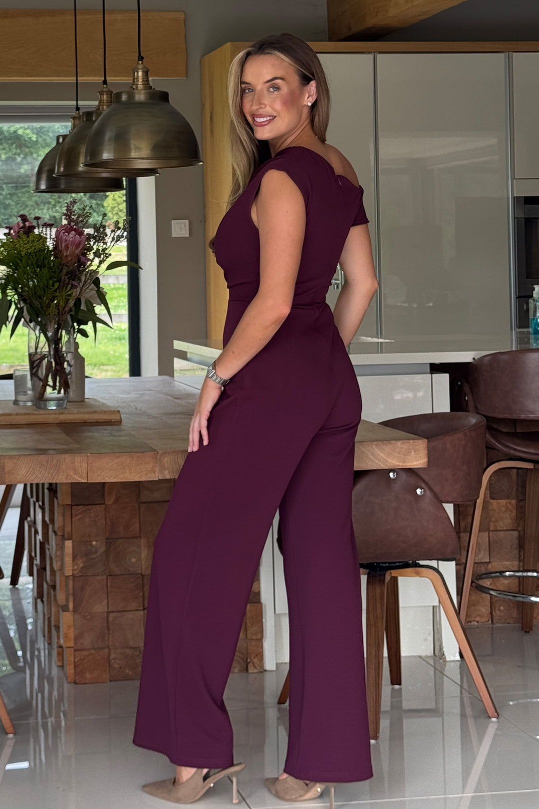 DONNA ASYMMETRIC JUMPSUIT PLUM