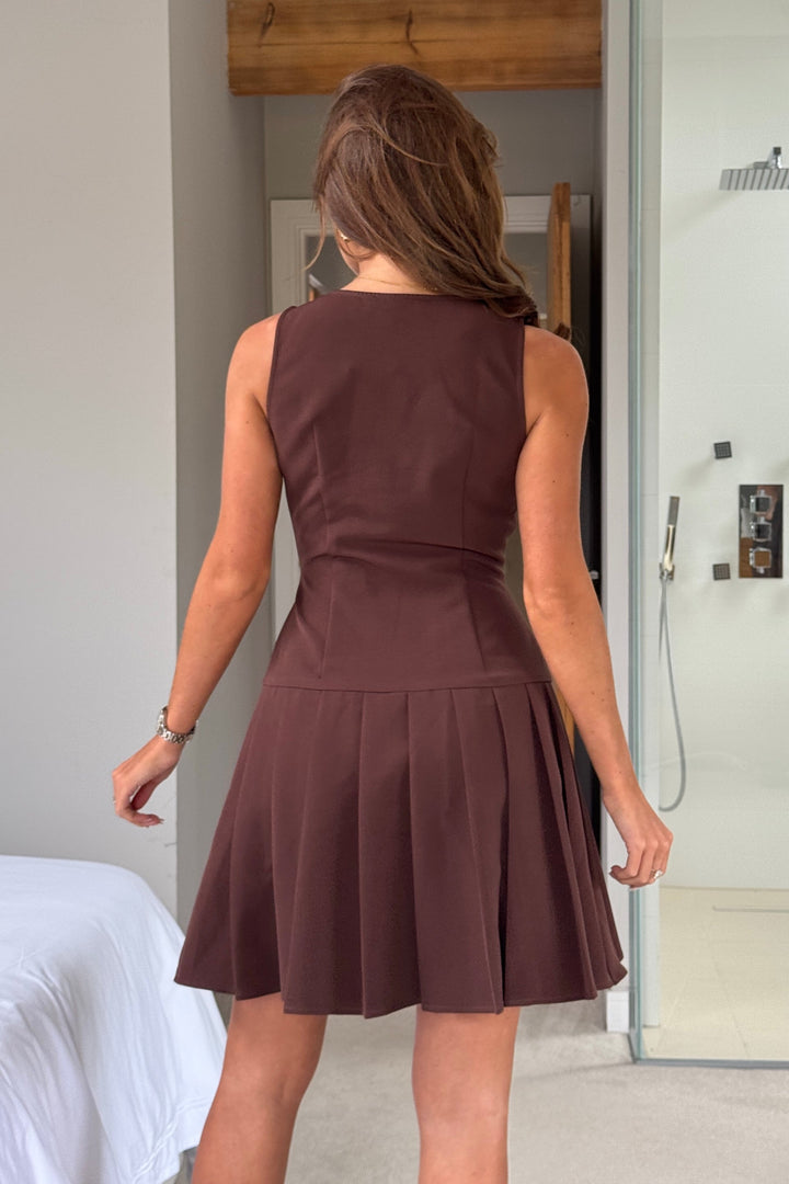 PENELOPE TAILORED PLEATED MINI DRESS