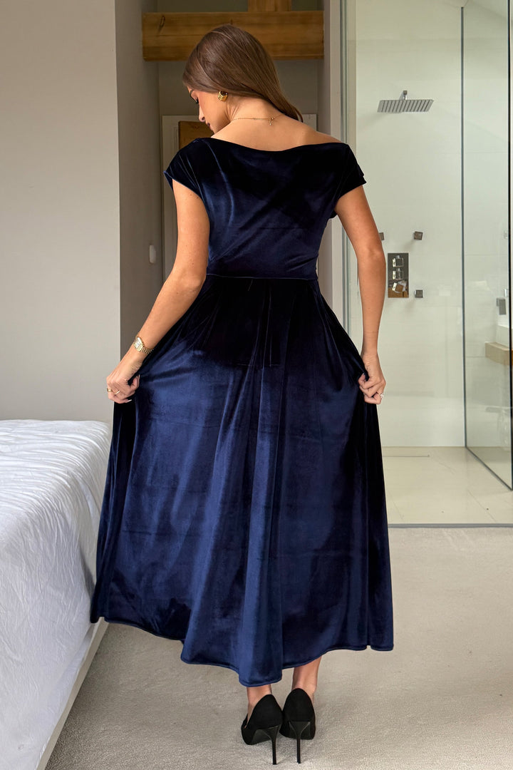 Betty Navy Velvet Dress