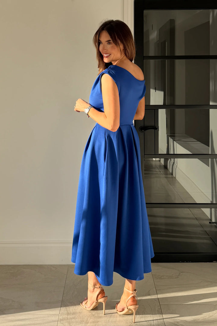 Betty Asymmetric Midi Dress Blue