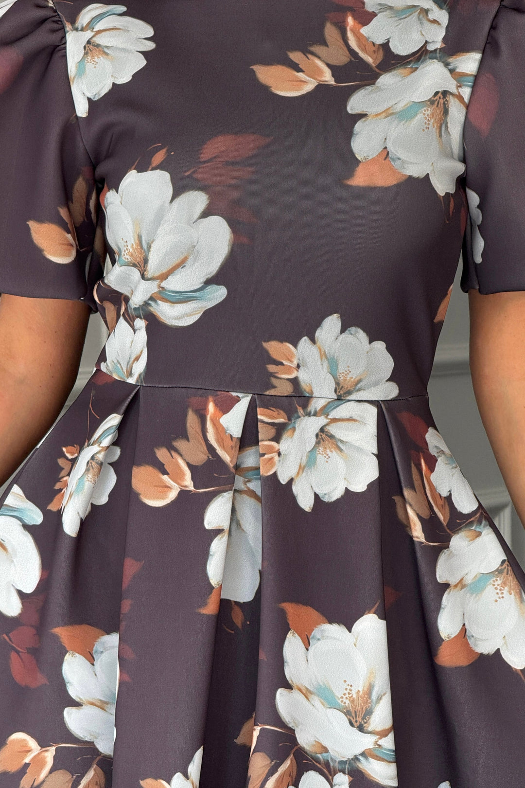 ELOWIN MIDI DRESS BROWN FLORAL